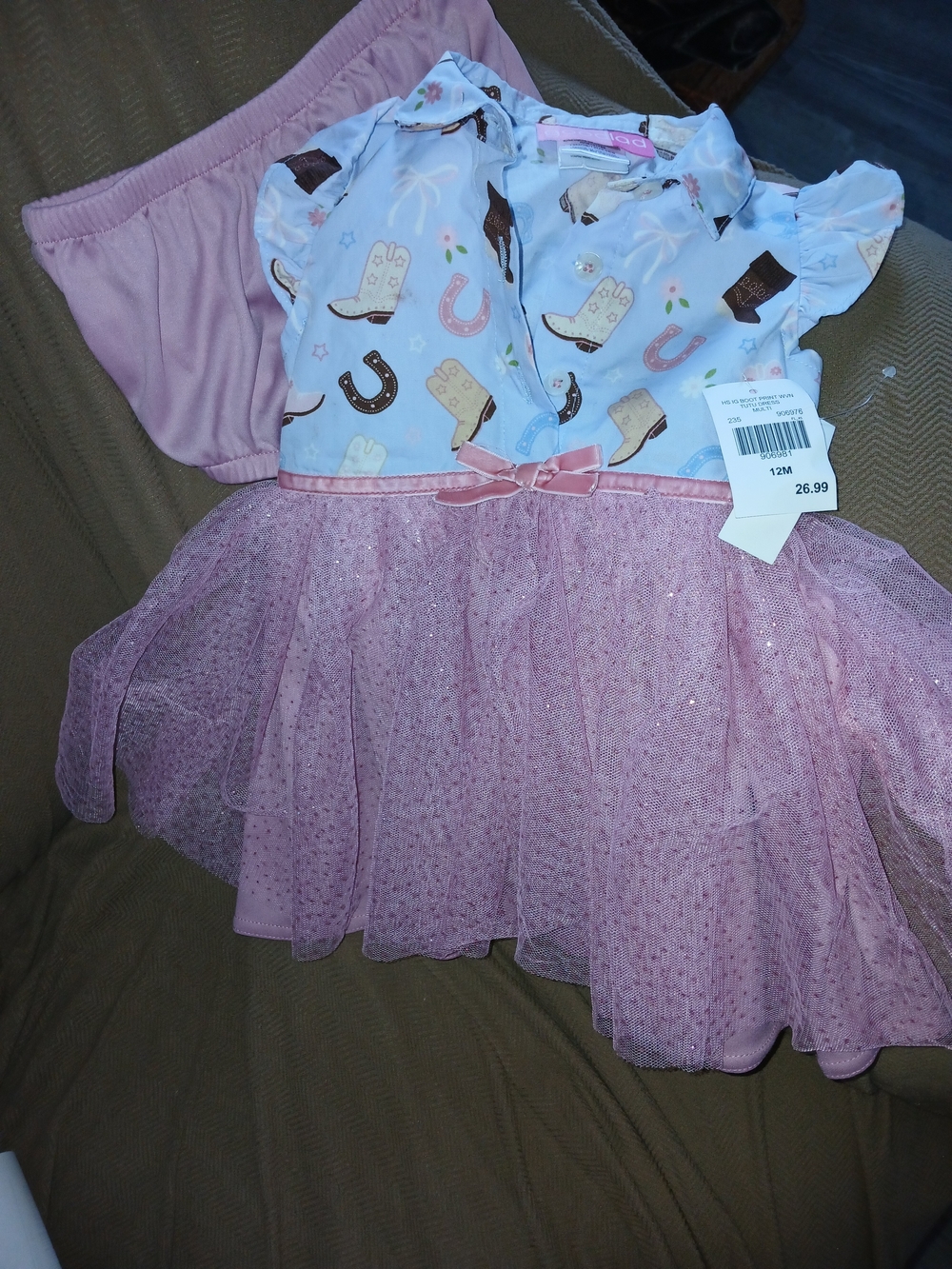 Pink Cowgirl Tutu Dress with Bloomer